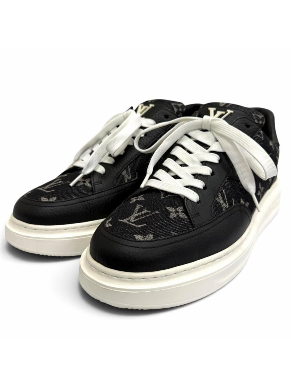 Louis Vuitton Beverly Hills Line Monogram Denim Low-Top Sneakers Black 6.5